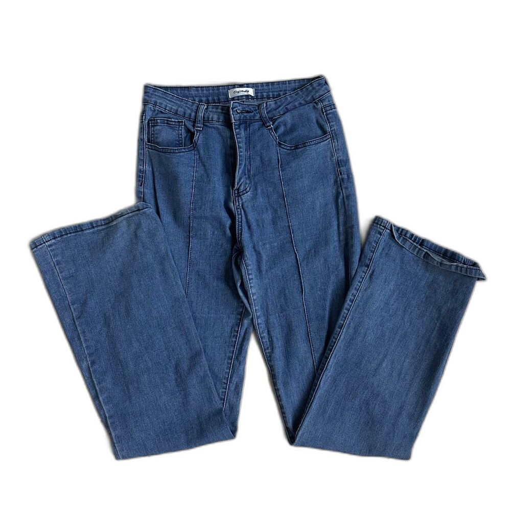 Vintage Cry Baby Medium Wash Front Seam Flare Jeans Size 27